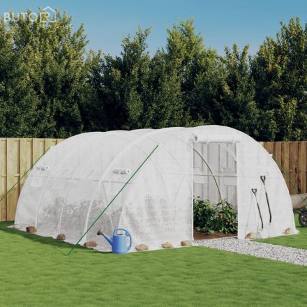 vidaXL fehér acélvázas melegház 16 m² 4 x 4 x 2 m