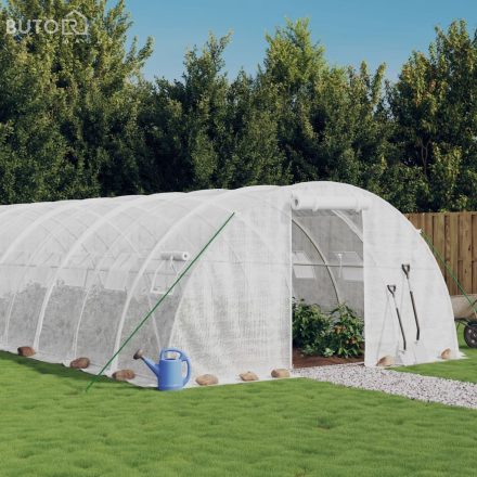 vidaXL fehér acélvázas melegház 80 m² 20x4x2 m