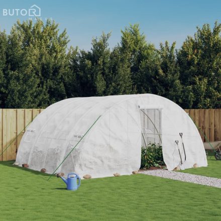 vidaXL fehér acélvázas melegház 20 m² 5 x 4 x 2,3 m