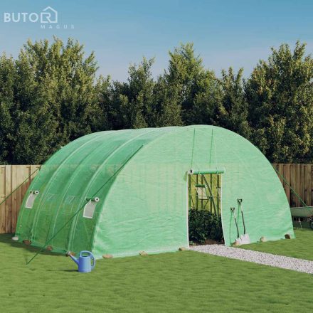 vidaXL zöld acélvázas melegház 24 m² 6 x 4 x 2,85 m