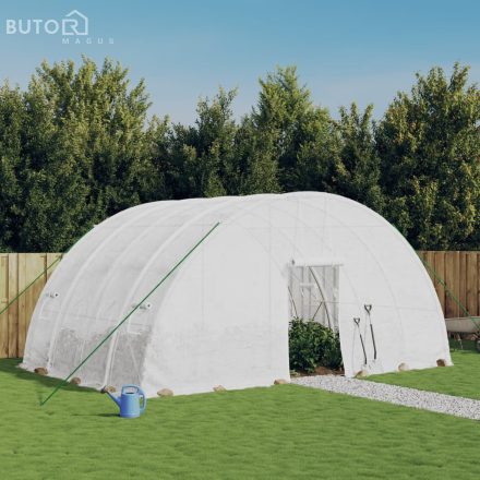 vidaXL fehér acélvázas melegház 24 m² 6x4x2,85 m