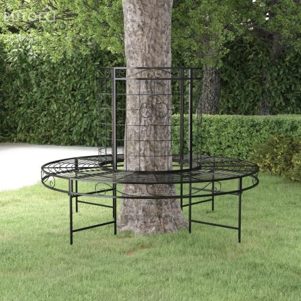 vidaXL fekete acél kör alakú fa körüli pad Ø137 cm