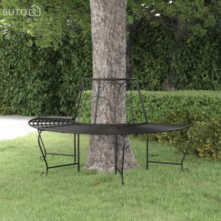 vidaXL fekete acél félkör alakú fa körüli pad Ø159 cm