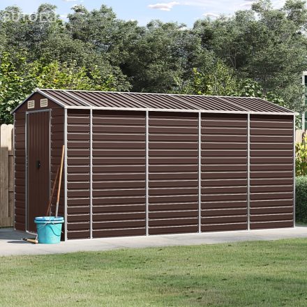 vidaXL barna horganyzott acél kerti fészer 191 x 385 x 198 cm