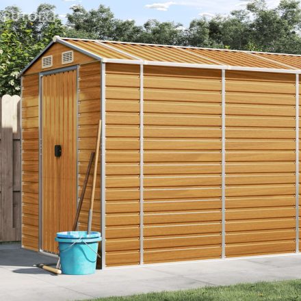 vidaXL világosbarna horganyzott acél kerti fészer 191 x 640 x 198 cm