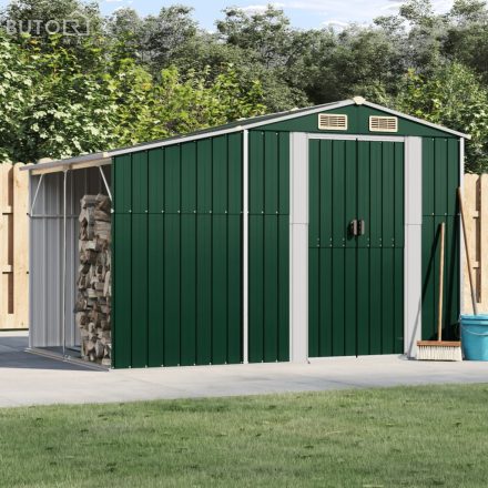 vidaXL zöld horganyzott acél kerti fészer 277 x 192,5 x 179 cm