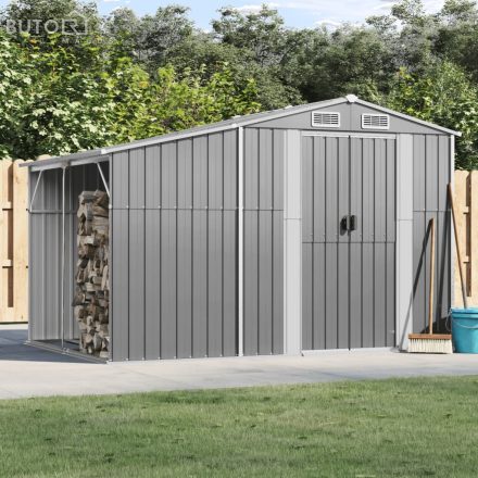 vidaXL szürke horganyzott acél kerti fészer 277 x 192,5 x 179 cm