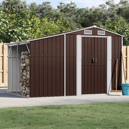 vidaXL barna horganyzott acél kerti fészer 277 x 192,5 x 179 cm