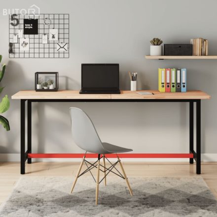 vidaXL tömör bükkfa és fém munkaasztallap 180x55x81,5 cm