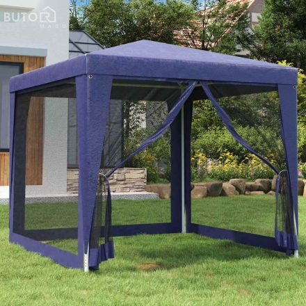 vidaXL kék HDPE rendezvénysátor 4 hálós oldalfallal 2,5x2,5 m