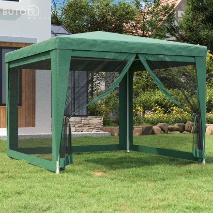 vidaXL zöld HDPE rendezvénysátor 4 hálós oldalfallal 3x3 m
