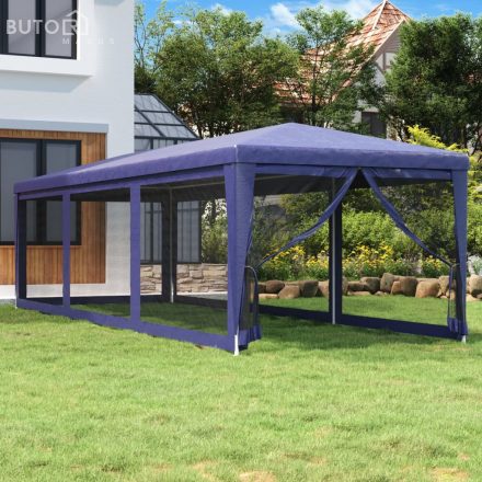 vidaXL kék HDPE rendezvénysátor 8 hálós oldalfallal 3x9 m