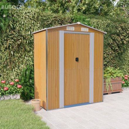 vidaXL világosbarna horganyzott acél kerti fészer 192x108x223 cm