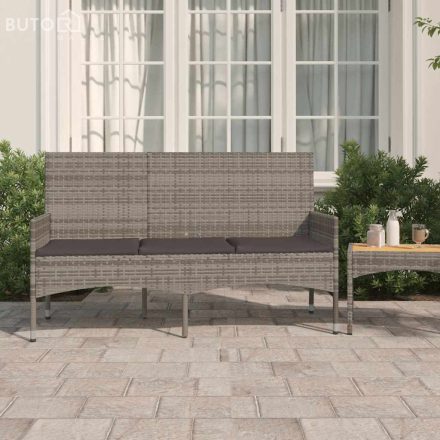 vidaXL 3 személyes szürke polyrattan kerti kanapé párnával