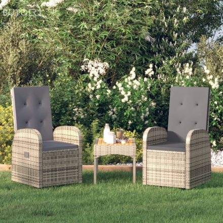 vidaXL 2 db szürke polyrattan dönthető kerti szék párnákkal