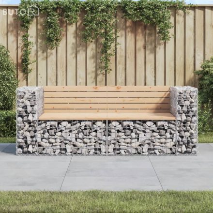 vidaXL tömör fenyőfa gabion kerti pad 184x71x65,5 cm
