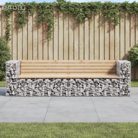 vidaXL tömör fenyőfa gabion kerti pad 244x71x65,5 cm