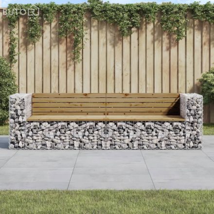 vidaXL tömör impregnált fenyőfa gabion kerti pad 244x71x65,5 cm