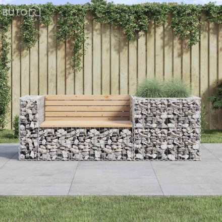 vidaXL tömör fenyőfa kerti pad gabion kosárral