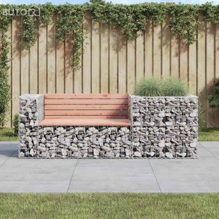 vidaXL tömör duglászfenyő kerti pad gabion kosárral