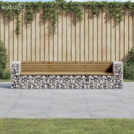 vidaXL tömör impregnált fenyőfa gabion kerti pad 287 x 71 x 65,5 cm