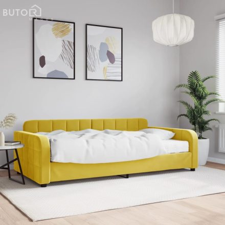 vidaXL sárga bársony kanapéágy matraccal 100 x 200 cm