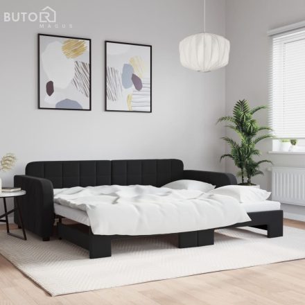 vidaXL fekete kihúzható bársony heverő 90x200 cm