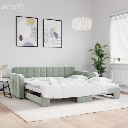 vidaXL világosszürke kihúzható bársony heverő 100 x 200 cm
