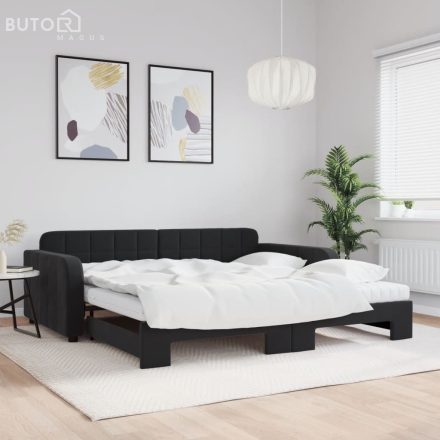 vidaXL fekete kihúzható bársony heverő matraccal 100 x 200 cm