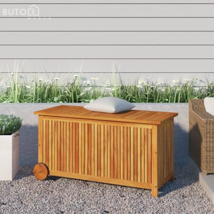 vidaXL tömör akácfa kerti tárolóláda kerekekkel 113 x 50 x 58 cm