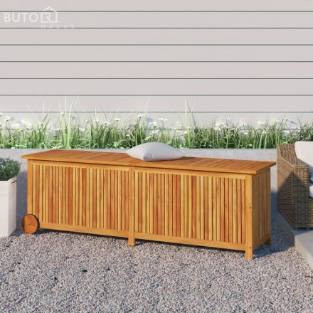 vidaXL tömör akácfa kerti tárolóláda kerekekkel 150 x 50 x 58 cm