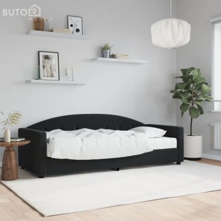 vidaXL fekete bársony heverő matraccal 80 x 200 cm