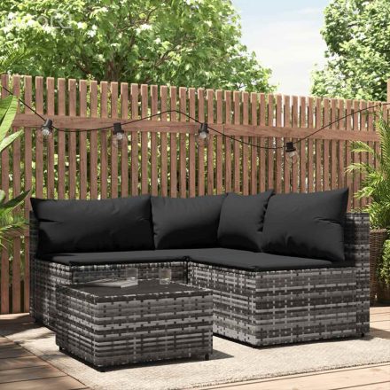 vidaXL 4 részes szürke polyrattan kerti ülőgarnitúra párnákkal