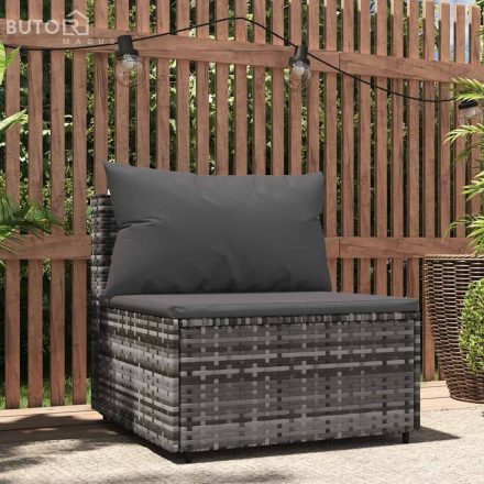 vidaXL szürke polyrattan kerti középső kanapé párnával