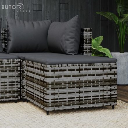 vidaXL szürke polyrattan kerti lábtartó párnával