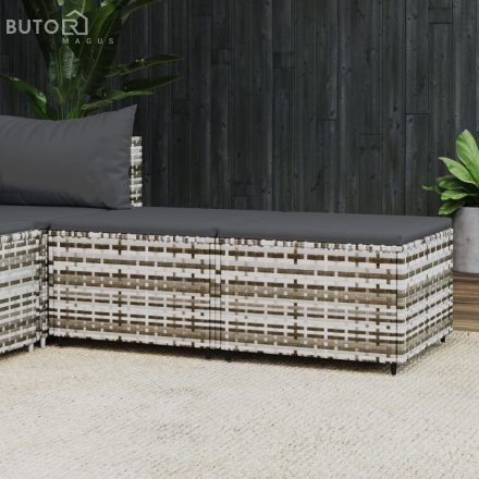vidaXL 2 db szürke polyrattan kerti lábtartó párnával