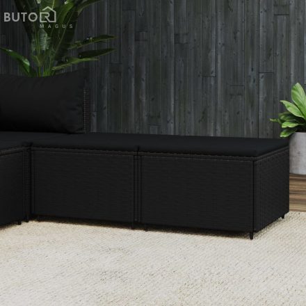 vidaXL 2 db fekete polyrattan kerti lábtartó párnákkal