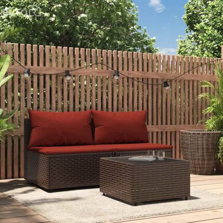 vidaXL 3 részes barna polyrattan kerti ülőgarnitúra párnával