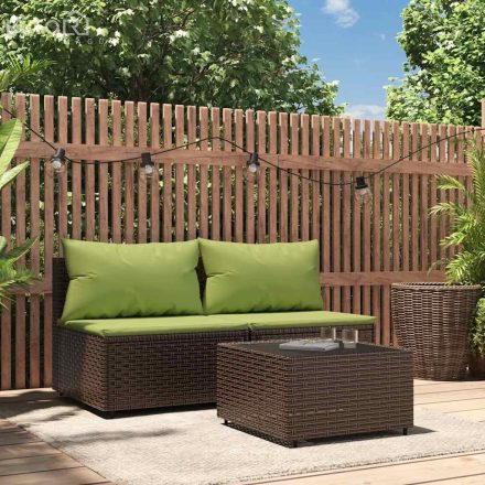 vidaXL 3 részes barna polyrattan kerti ülőgarnitúra párnával