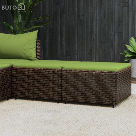 vidaXL 2 db barna polyrattan kerti lábtartó párnával