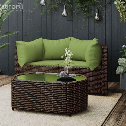 vidaXL 3 részes barna polyrattan kerti ülőgarnitúra párnával