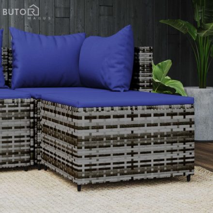 vidaXL szürke polyrattan kerti lábtartó párnával
