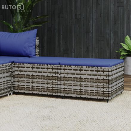 vidaXL 2 db szürke polyrattan kerti lábtartó párnával