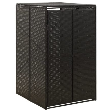 vidaXL fekete polyrattan kerekes kukatároló fészer 70 x 80 x 117 cm