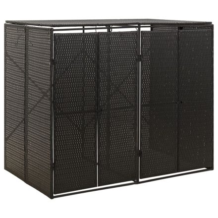 vidaXL fekete polyrattan dupla kerekeskuka tárolófészer 140x80x117 cm
