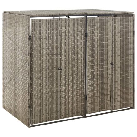 vidaXL szürke polyrattan dupla kerekeskuka tárolófészer 140x80x117 cm