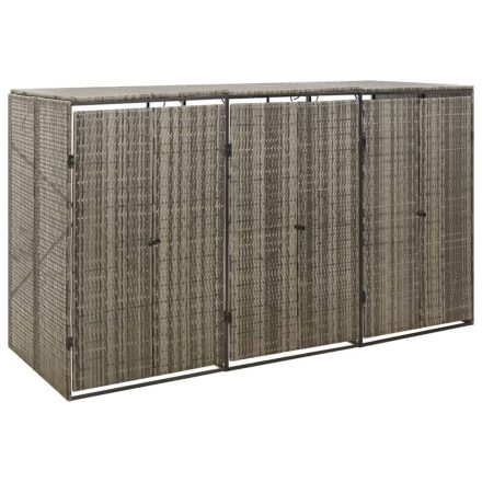 vidaXL szürke polyrattan hármas kerekeskuka tárolófészer 207x80x117 cm