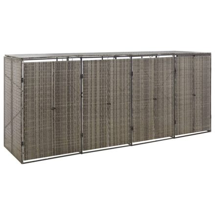 vidaXL szürke polyrattan négyes kerekeskuka tárolófészer 274x80x117 cm