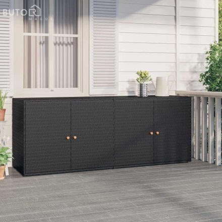 vidaXL fekete polyrattan kerti tárolószekrény 198 x 55,5 x 80 cm