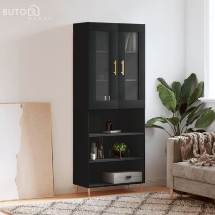 vidaXL fekete szerelt fa magasszekrény 69,5 x 34 x 180 cm